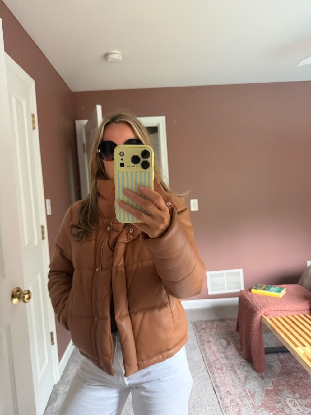 Abercrombie Tan faux leather jacket XS NWOT